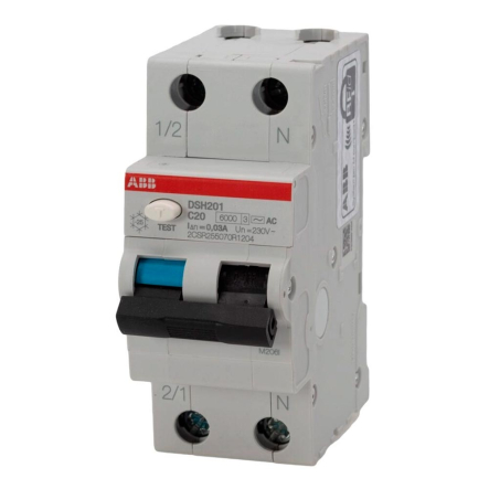 Дифференциальный автоматический выключатель ABB DSH201-C20, A, AC 30 mA, 6 kA, 2CSR255070R1204 - 1