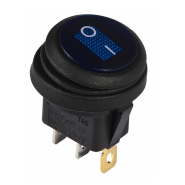 Перемикач 1 клав. кругла вологозах. синій з підсвічуванням KCD1-8-101WN BL/B 220V, АСКО-УКРЕМ, A0140040077