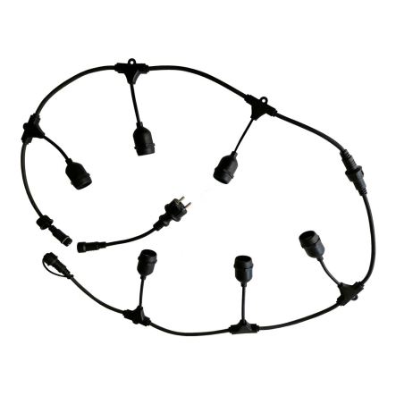 Светильник гирлянда из кабеля и цоколей VELMAX 10м, на подвесе 10шт, Е27, IP65, 21-55-19-1 - 1