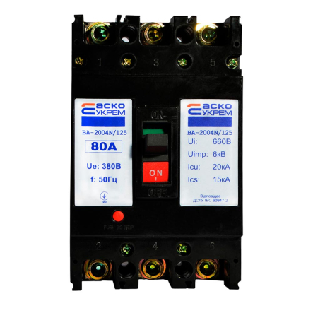 Автоматичний вимикач АСКО-УКРЕМ ВА-2004N/125 3р, 80А, A0010040066 - 1