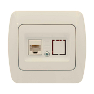 Розетка компьютерная ZIRVE EL-BI, крем, (без вставок), 501-000300-247