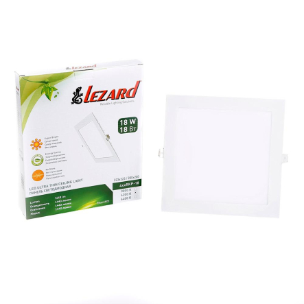 Світильник LED врізний LEZARD, 18W, 4200К, 1400Lm, квадрат, 225х225мм, 442RKP-18 - 1