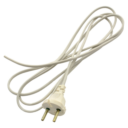 Шнур с вилкой круглой 2,0м белый 6А 220В ШВВП - 1