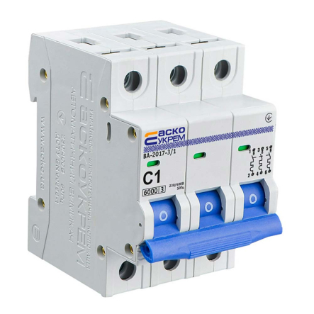 Автоматический выключатель АСКО-УКРЕМ ВА-2017 3р, 1А С, A0010170038