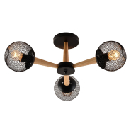 Люстра VALESO V XA1565B-3 BK+WOOD, 60W, E27х3, сталь