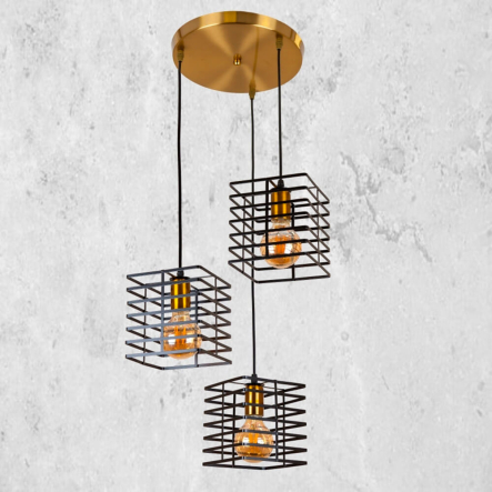 Люстра подвес LEVISTELLA в стиле лофт, 756PR104F-3 BRZ+BK (300) - 1