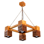 Люстра подвес деревянная SIRIUS S7054/4 светлый обжиг