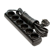 Удлинитель 6 гн+Z, 5 м чёрный Borsan BR-1576-5