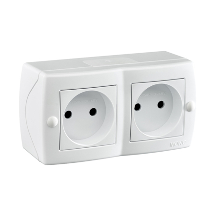 Розетка 2-я без заземления накладная Mono Electric, OCTANS, IP 20, белая, 104-010106-121 - 1