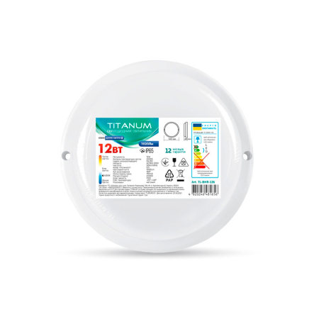 Світильник світлодіодний TITANUM, 12W, 6500K, IP65, круглий, TL-BHR-126 - 1