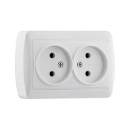 Розетка Lezard DEMET двойная, без заземления, белая (закрытый корпус), 711-0200-128