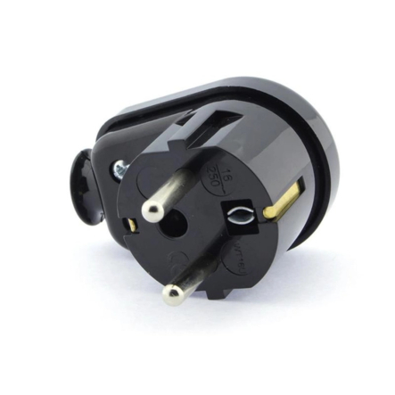 Вилка Timex  угловая 16А черная, WT-16U CZ