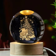Нічник Кришталева куля 3D від USB Різдво