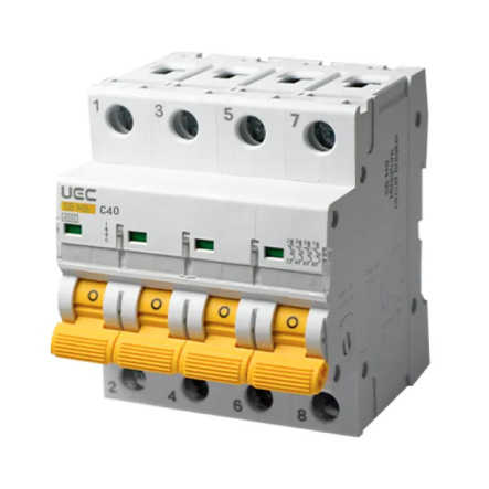 Автоматический выключатель UEC SB-M8, 4P, 40A, С, 4,5kА, MCB45-4-040-C - 1