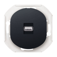 Розетка одинарная USB (механизм), Aling-Conel EON, E6162.E1, чёрный