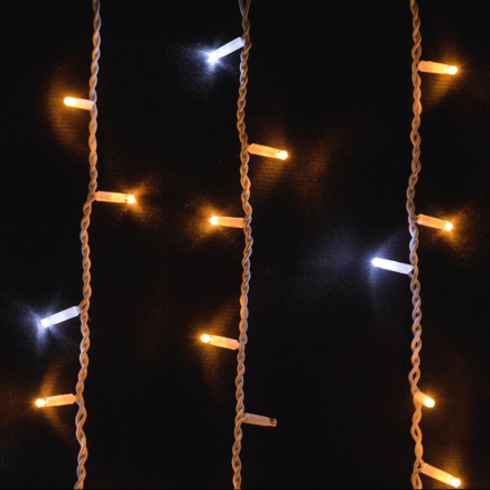 Гирлянда внешняя DELUX, ICICLE, 108LED, 2x1м, белая flash, желтая/белая, IP44 - 1