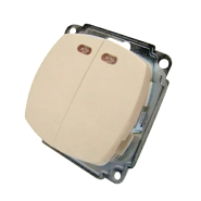 Механизм выключатель двухклавишный, с подсветкой, АСКО-УКРЕМ, BB10-2-1-Ov-I