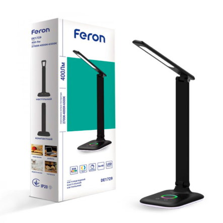 Настільна лампа FERON DE1729 9W 2700K-4000K-6500K чорна, DE1729 чорн - 1