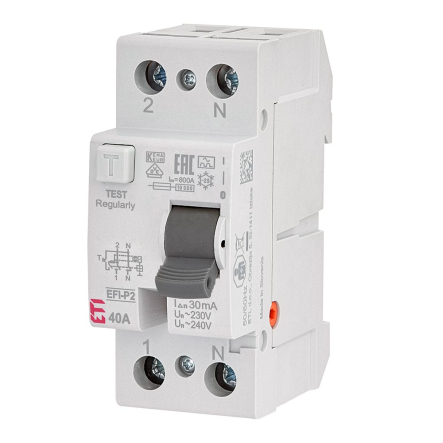 Диференційне реле ETIMAT EFI6-P2 16А/30мА 2р (6кА), 2061250 - 1