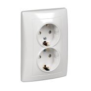 Розетка двойная, с заземлением, и шторками, Schneider Electric Sedna, белая, SDN3000421