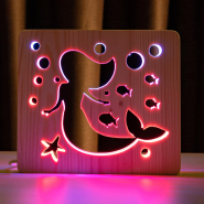 Нічник LED дерев'яний Русалочка (RGB/2)