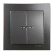 Выключатель двухклавишный с подсветкой антрацит NILSON Touran, 24161004