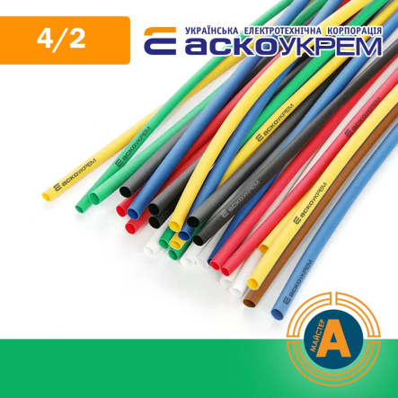 Трубка термоусаживаемая (ТУТ), АСКО-УКРЕМ, d - 4/2 мм., зеленая, A0150040275 - 1