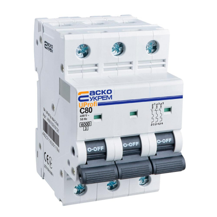Автоматический выключатель АСКО-УКРЕМ ВА UProfi 3P, 80А С, 6кА, A0010210121