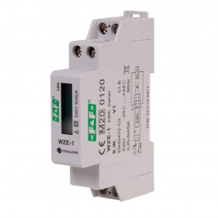 Лічильник електроенергії F&F WZE-1 однофазний, 45А - 1