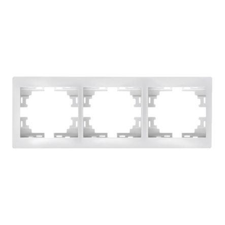 Рамка Lezard MIRA трехместная, горизонтальная, без вставки, белая, 701-0200-148 - 1