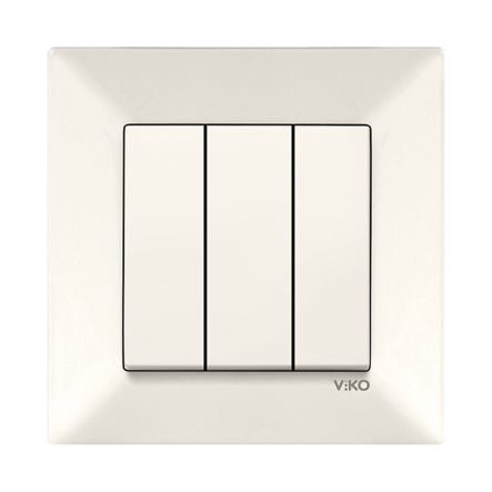 Вимикач 3 кл. VIKO Meridian, 90970268-WH, крем - 1