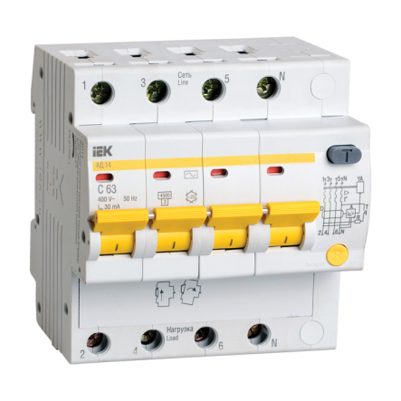 Диференціальний Автоматичний вимикач IEK АД-14 4р 50А 30мА - 1