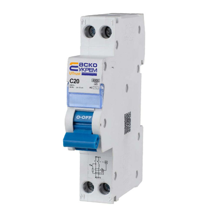 Устройство защитного отключения ДВ АСКО-УКРЕМ UTrust 1P+N (18 mm) 20А C 30мА тип A, A0010210154