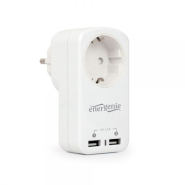 Зарядний пристрій EnerGenie EG-ACU2-01-W, 2 USB по 2.1A, з наскрізною розеткою