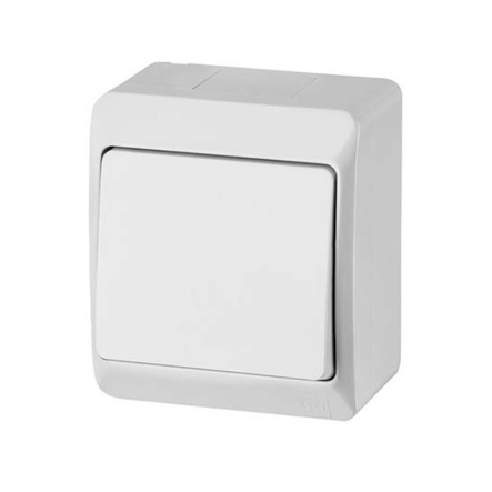 Вимикач 1-клавішний, білий, IP44, Elektro-Plast Hermes, 0331-02 - 1