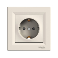 Розетка с заземлением, со шторками, Schneider Electric ASFORA, крем, ЕРН2900223