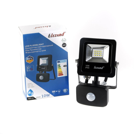 Прожектор светодиодный с датчиком движения LEZARD 10W, 6500K, IP65, PAL6510S - 1