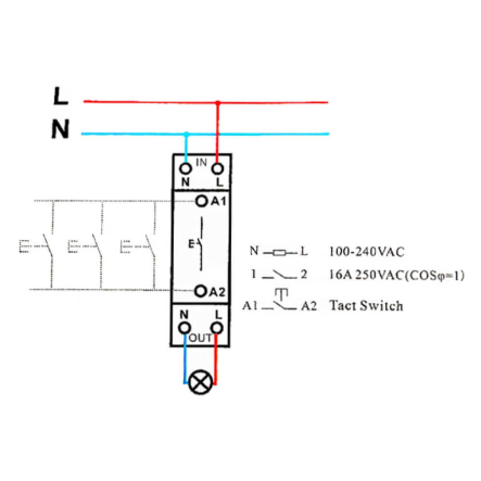 Таймер + энергометр Lemanso&nbsp;LM6355, 16 A, AC 100–230 В, + доп. контакт, 1NO (SPST-NO), DIN, Wi–Fi, Tuya