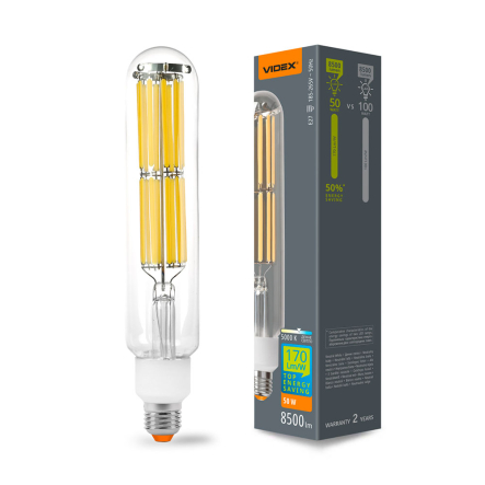 Лампа LED VIDEX VL-T52F-50275 Filament, 50W, 5000K, E27, 220V, T52F - 1