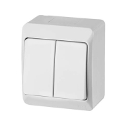 Выключатель 2-клавишный, белый, IP44, Elektro-Plast Hermes, 0332-02