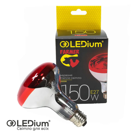 Лампа инфракрасная ИКЗК LEDium С16702, AC 230 В, 150 Вт, R95, Е27, 1000 Lm - 1