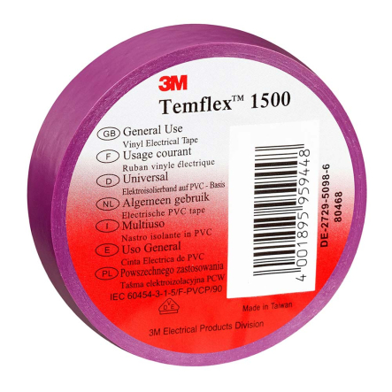 Изолента 3M Temflex 1500 Лента 19mm x 20m, пурпурный - 1