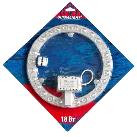 Модуль светодиодный на магните ULTRALIGHT МКС18, 18Вт, 2200Лм, 4000К, 180°, 165мм, IP20 - 1