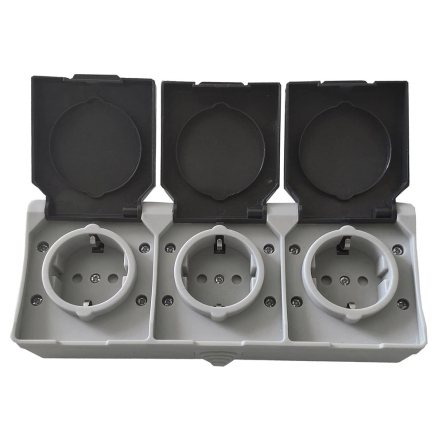 Розетка накладная TNSy SURFACE, 3-я, з/к, IP54, TNSy5000222 - 1