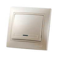 Выключатель Lezard MIRA одноклавишный, с подсветкой, жемчужно-белый перламутр, 701-3030-111