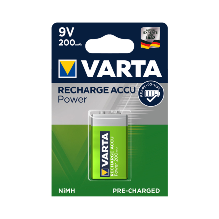 Акумуляторна батарейка VARTA Rechargeable Accu 6F22, 9 В, 200 мАг, NI-MH - 1