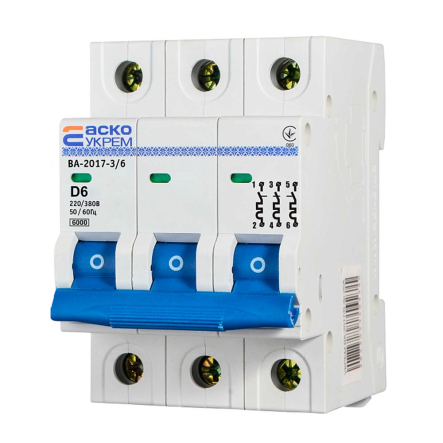 Автоматический выключатель АСКО-УКРЕМ ВА-2017/D 3р, 6А, A0010170099