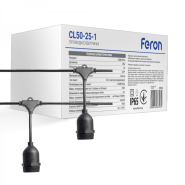 Гирлянда Белт-лайт на подвесах FERON CL50-25-1, IP65, 230V, Е27х50, 25м, черный, 7487