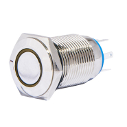 Кнопка металева з жовтим підсвічуванням АСКО-УКРЕМ TYJ16-362 2NO+2NC 220V з фіксацією, A0140010101