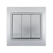 Выключатель Lezard MIRA трехклавишный, металл серый, 701-1010-109